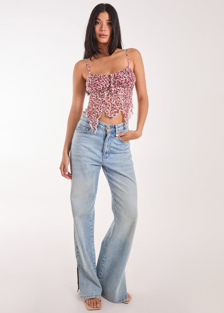 Pink Vanilla Red Butterfly Ditsy Cami Top