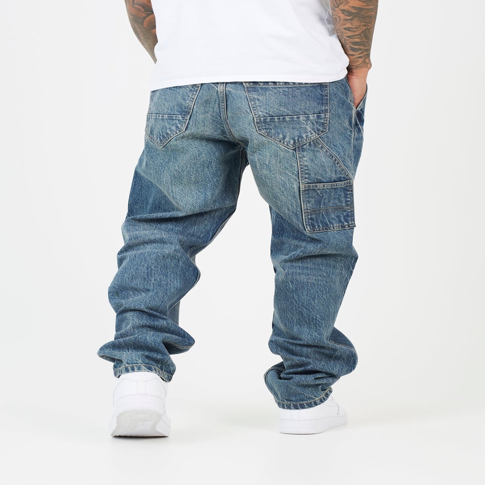 Brave Soul Blue Wide Leg Denim Jeans with Carpenter Pockets