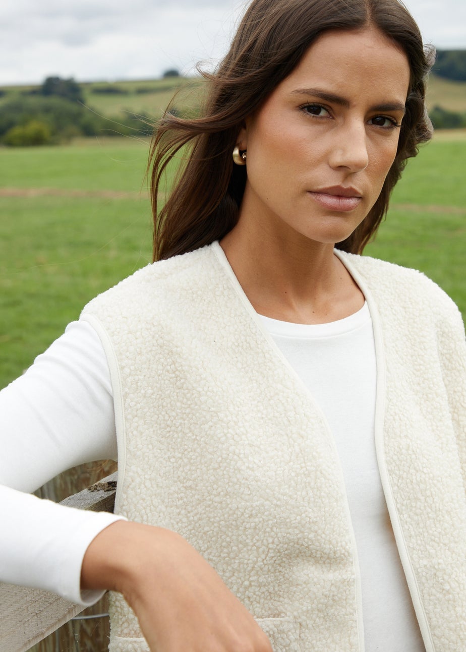 Threadbare Cream Reversible Borg Gilet