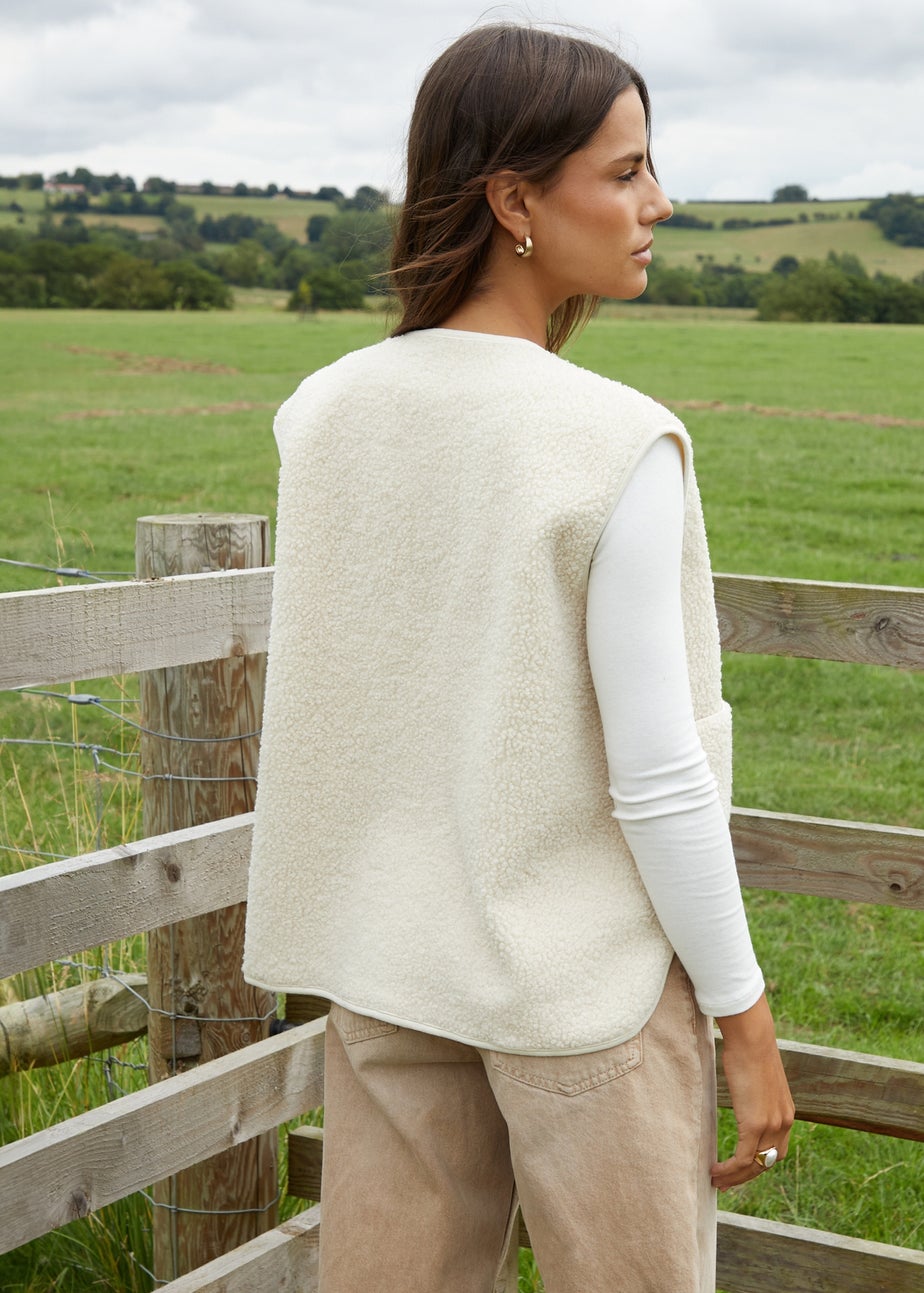 Threadbare Cream Reversible Borg Gilet