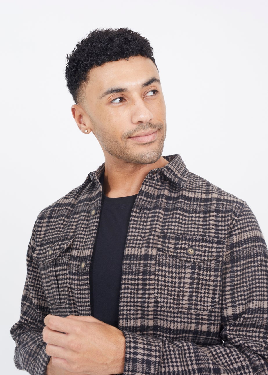 Brave Soul Black Cotton Blend Long Sleeve Check Shirt