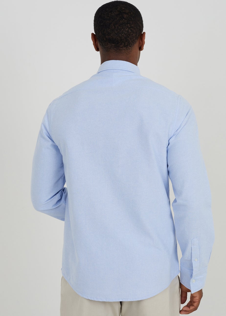 Brave Soul Light Blue Cotton Long Sleeve Oxford Shirt