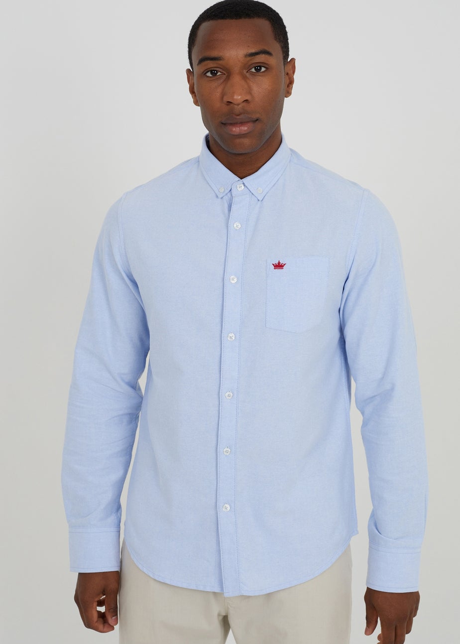 Brave Soul Light Blue Cotton Long Sleeve Oxford Shirt