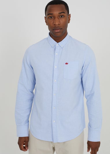 Brave Soul Light Blue Cotton Long Sleeve Oxford Shirt