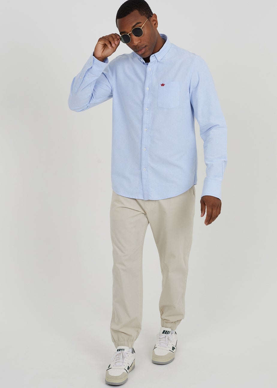 Brave Soul Light Blue Cotton Long Sleeve Oxford Shirt