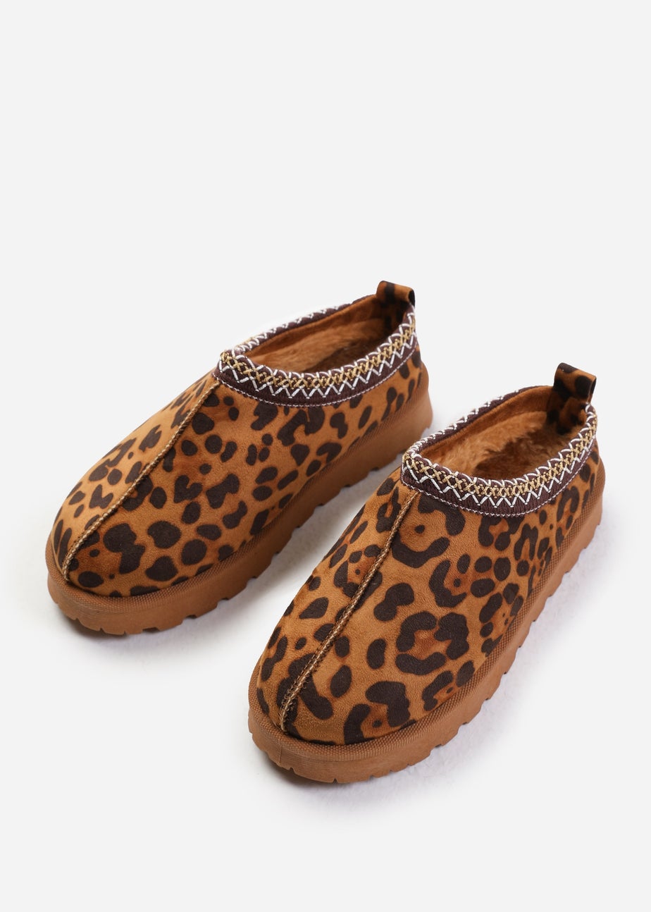 Where's That From Pine Leopard Faux-Suede Fur Lining Slipper Boots