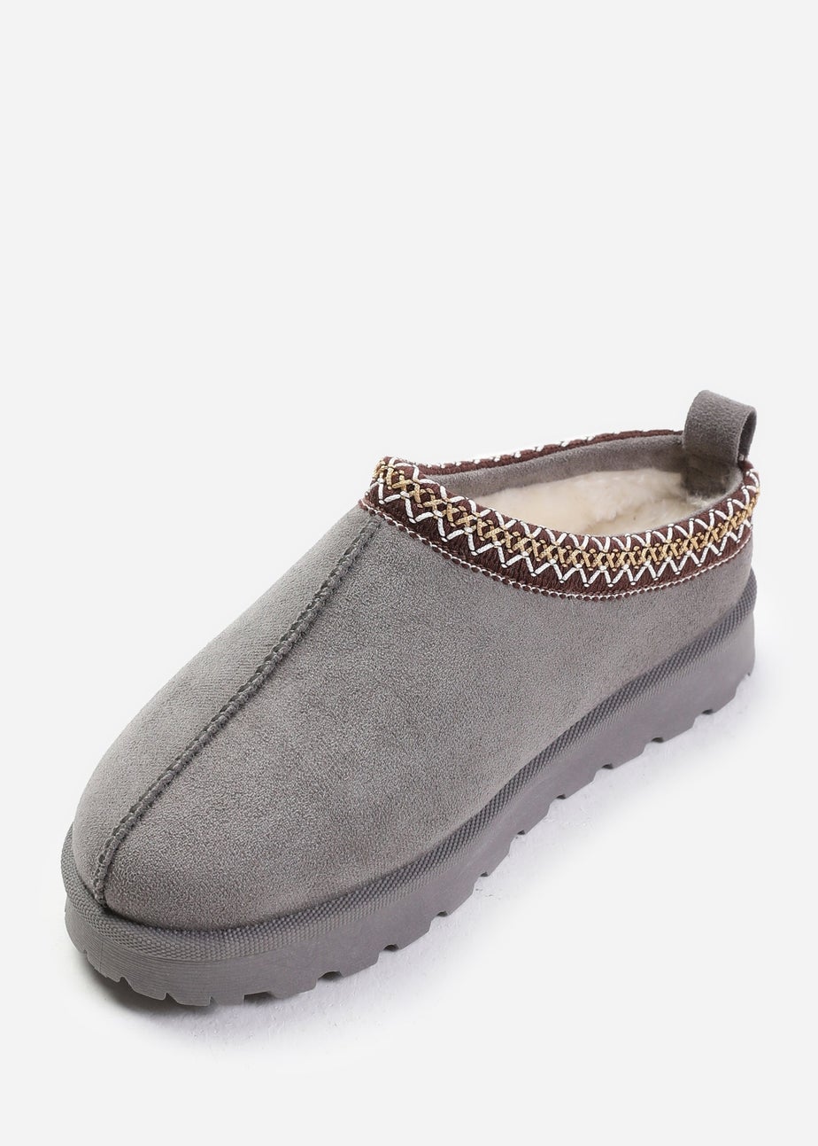 Where's That From Pine Grey Faux-Suede Fur Lining Slipper Boots