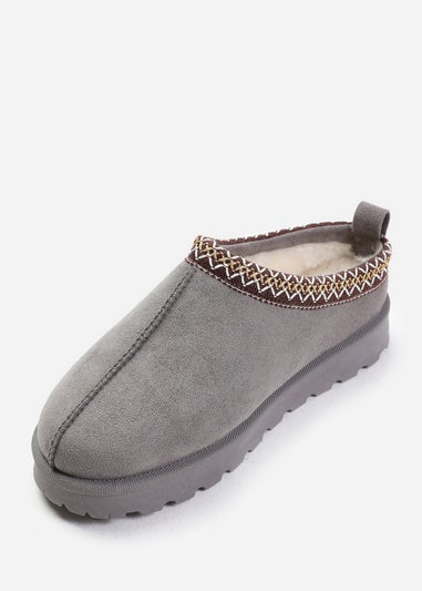 Where's That From Pine Grey Faux-Suede Fur Lining Slipper Boots