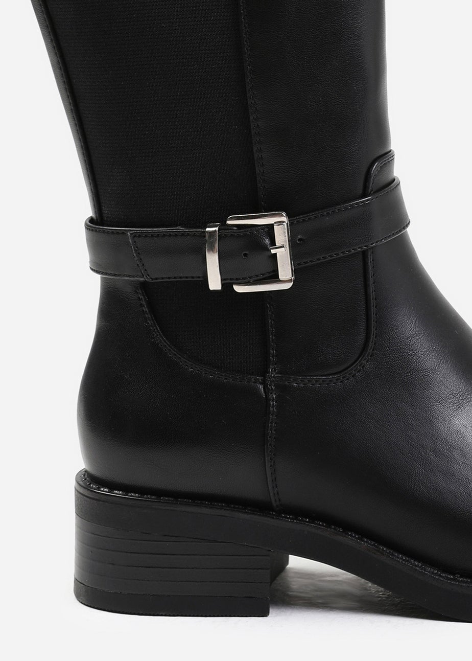 Where's That From Micah Black Stretch Wide-Calf Knee High Boots