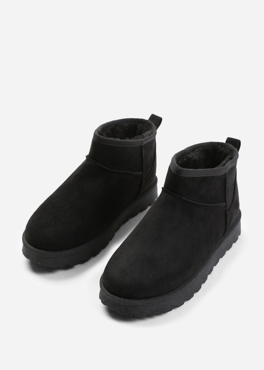 Where's That From Black Faux-Suede Maple Faux Fur Slipper Boots