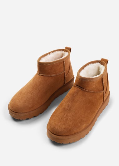 Where's That From Chestnut Faux-Suede Maple Faux Fur Slipper Boots