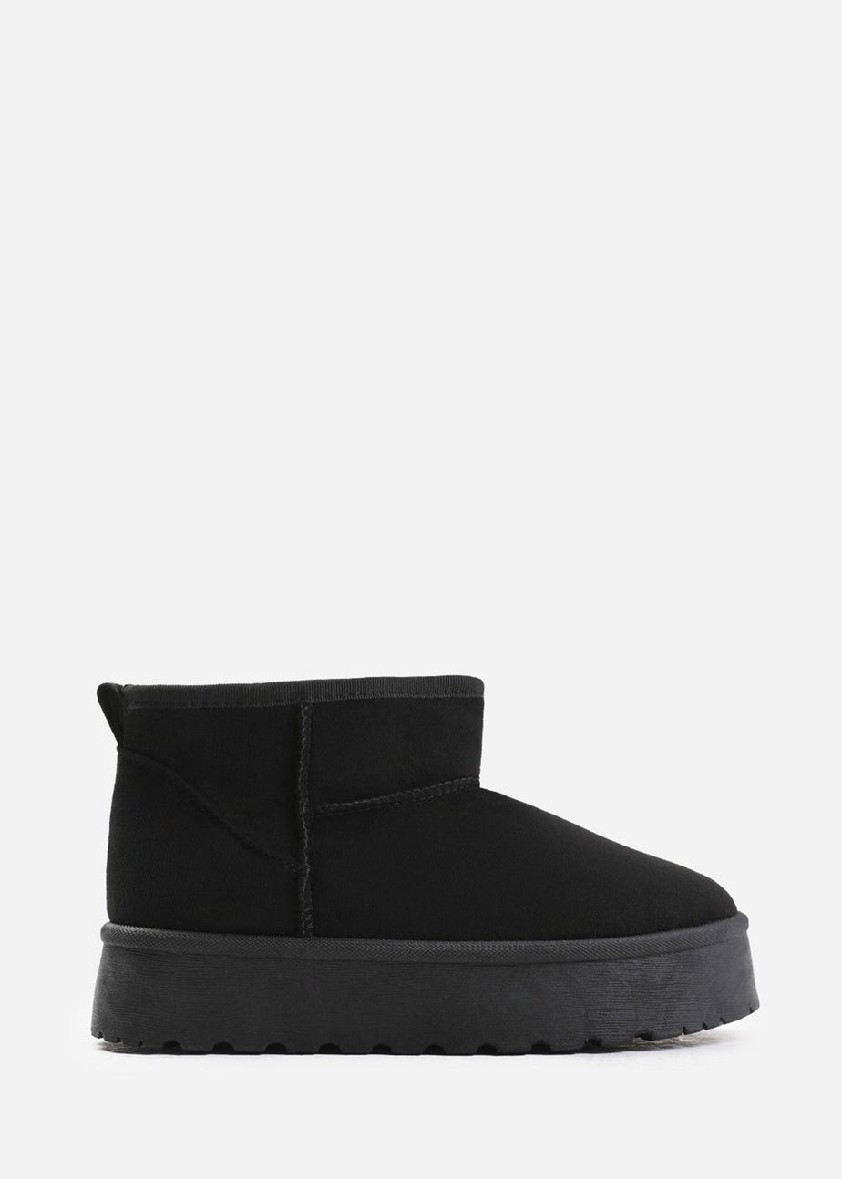 Where's That From Zyla Black Faux-Suede Fur Lining Slipper Boots