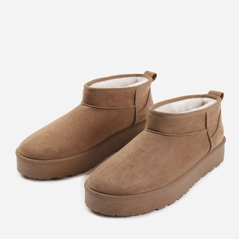 Where's That From Zyla Camel Faux-Suede Fur Lining Slipper Boots