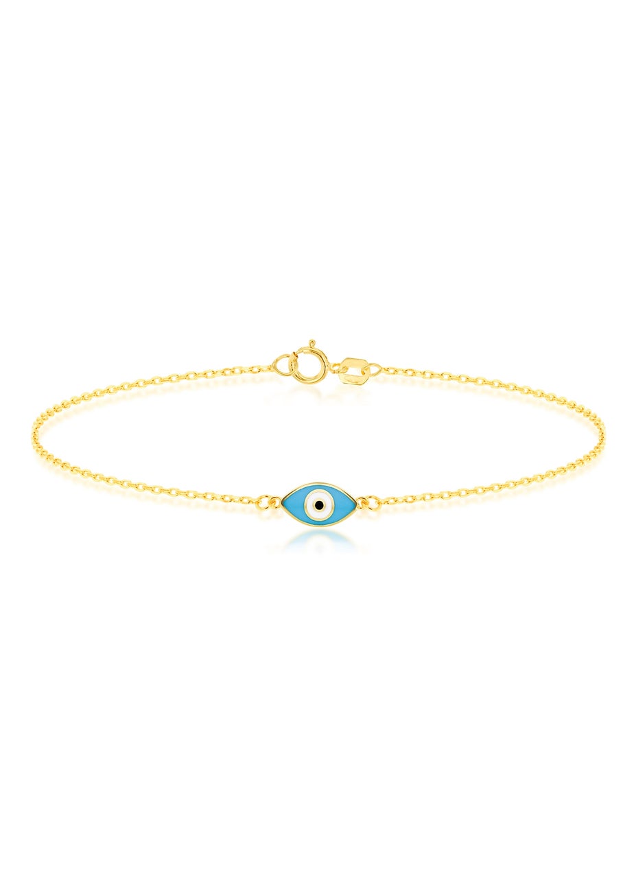 Golden Moments 9ct Yellow Gold Blue Evil Eye Bracelet