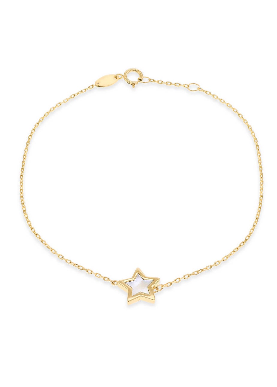 Golden Moments 9ct Yellow Gold Mother of Pearl Star Bracelet