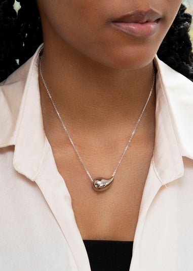 Golden Moments Sterling Silver Electroform Pear Slider Necklace