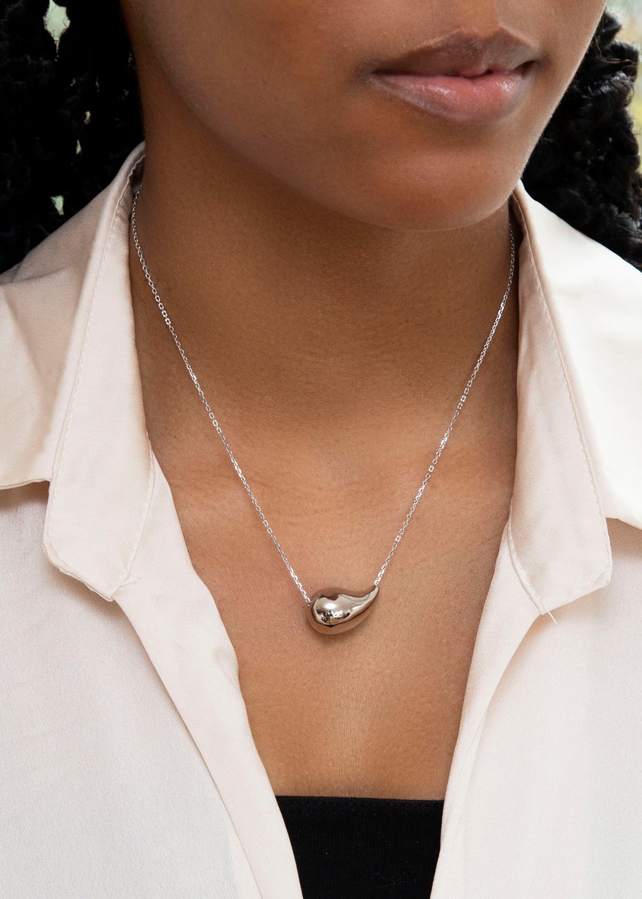 Golden Moments Sterling Silver Electroform Pear Slider Necklace
