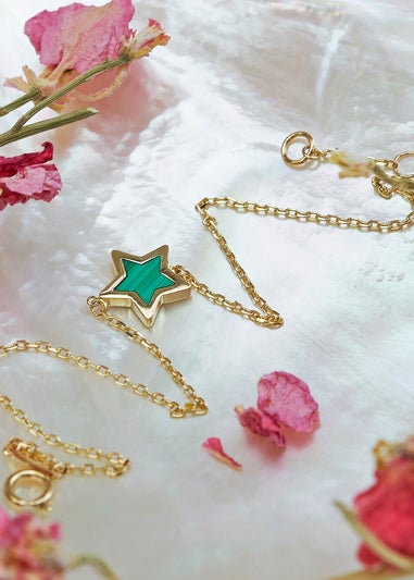 Golden Moments 9ct Yellow Gold Malachite Star Bracelet