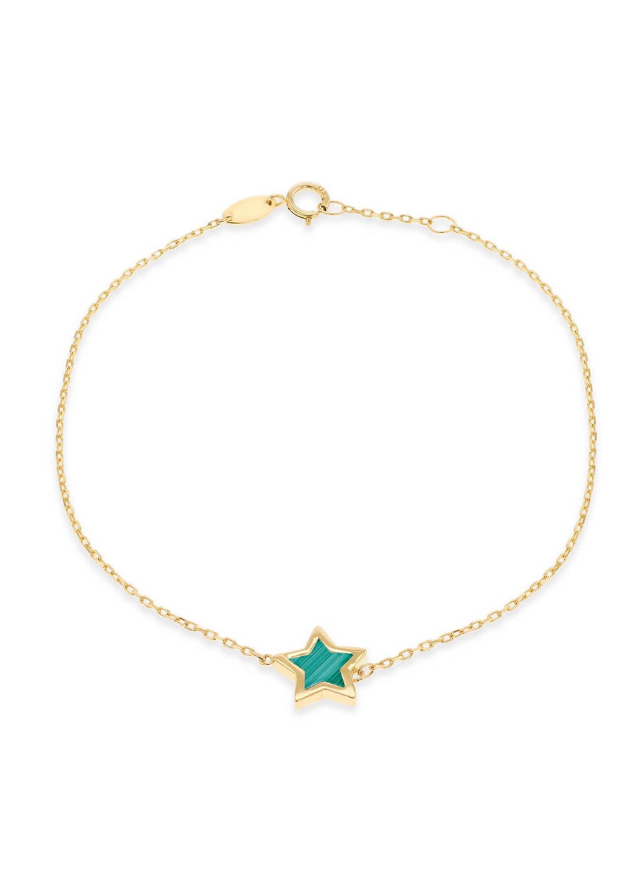 Golden Moments 9ct Yellow Gold Malachite Star Bracelet