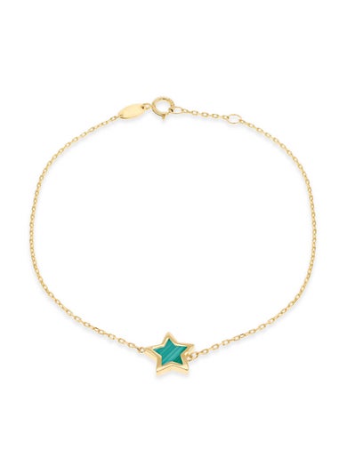 Golden Moments 9ct Yellow Gold Malachite Star Bracelet