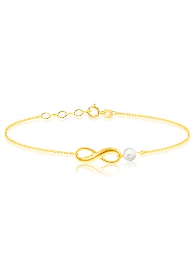 Golden Moments 9ct Gold Infinity Bracelet with Fresh Water Pearl