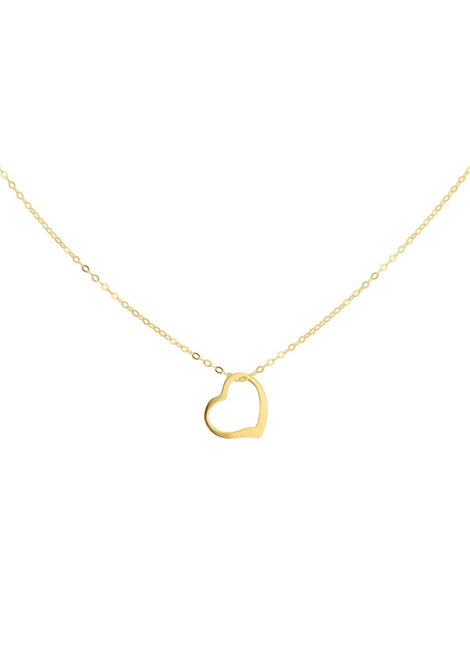 Golden Moments 9ct Yellow Gold Open Floating Heart Necklace