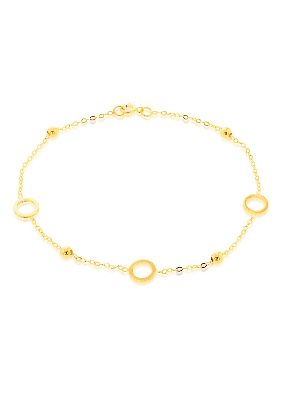 Golden Moments 9ct Yellow Gold Circle with Bead Bracelet