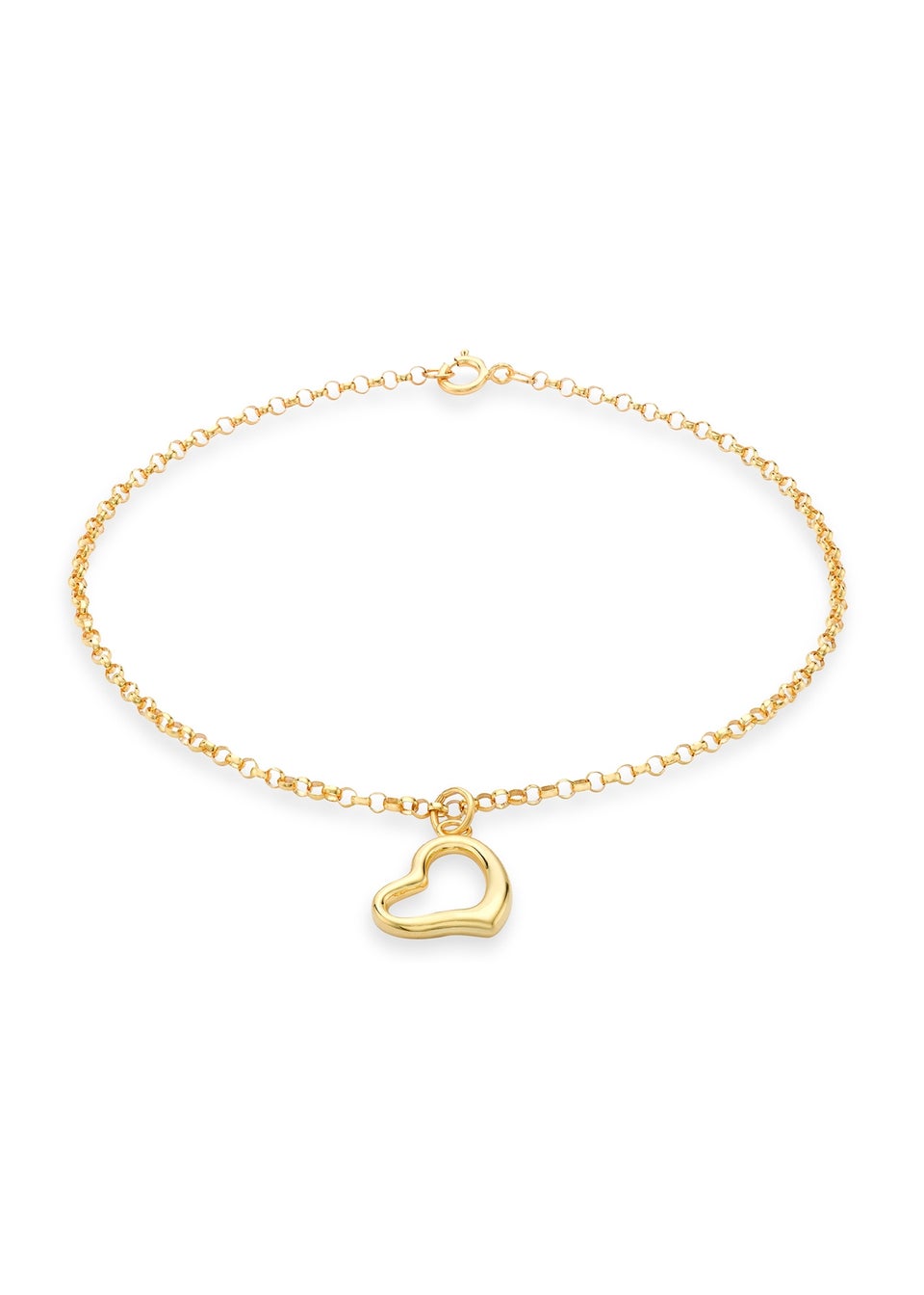 Golden Moments 9ct Gold 'Heart' Charm Round-Belcher-Chain Bracelet