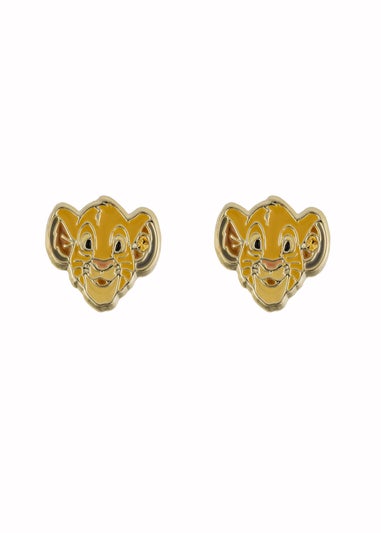 Disney Orange Brass YG PLT Simba Stud Earrings