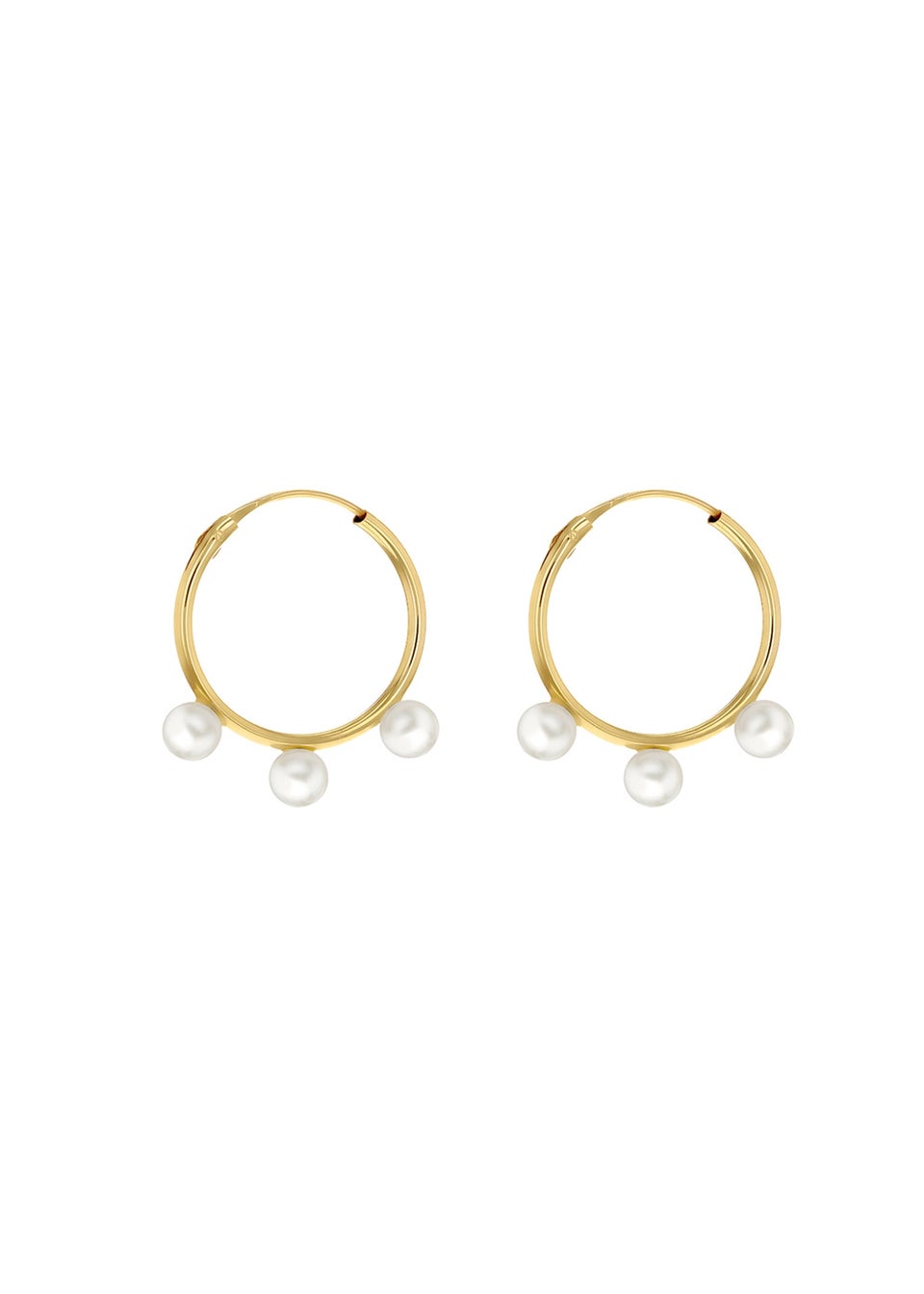 Golden Moments 9ct Yellow Gold Round Fresh Pearls Hoop Earrings