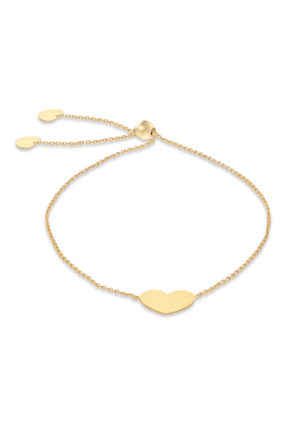 Golden Moments 9ct Yellow Gold Heart Trace Chain Slider Bracelet