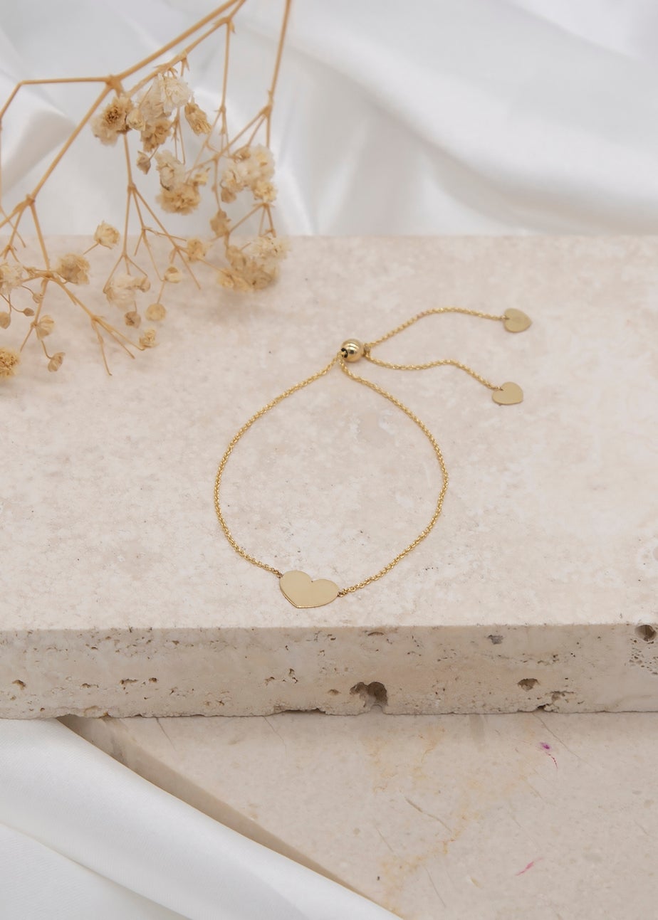 Golden Moments 9ct Yellow Gold Heart Trace Chain Slider Bracelet