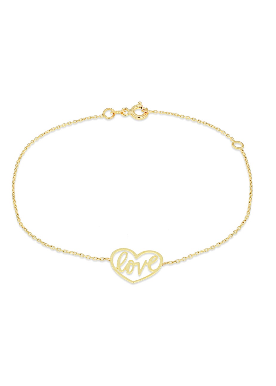 Golden Moments 9ct Yellow Gold 'Love' Heart Bracelet