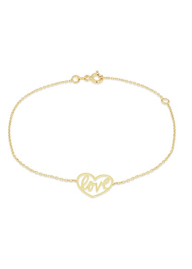 Golden Moments 9ct Yellow Gold 'Love' Heart Bracelet