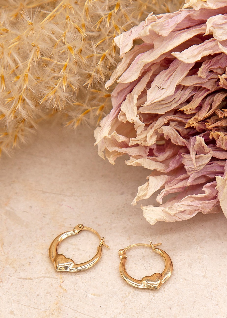 Golden Moments 9ct Yellow Gold Mini Heart Hoops