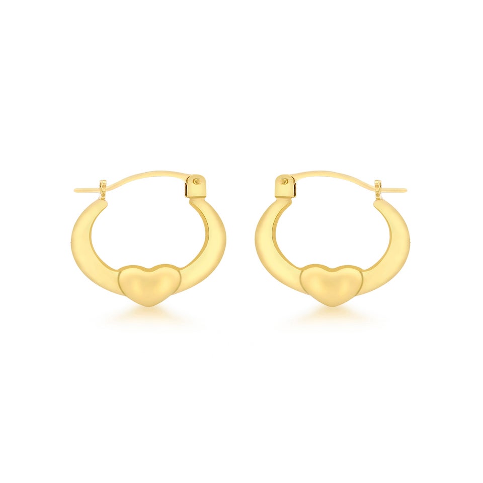 Golden Moments 9ct Yellow Gold Mini Heart Hoops