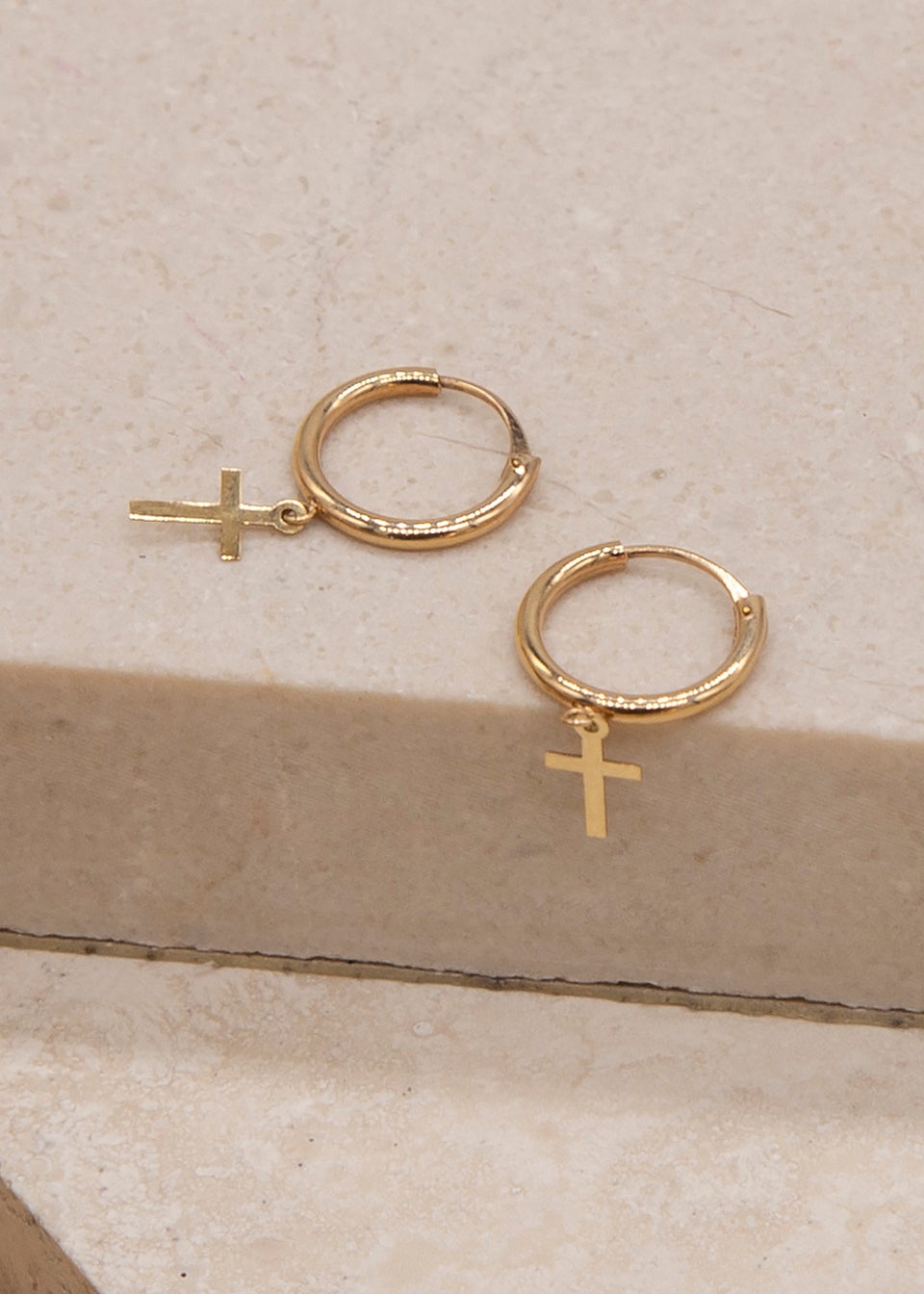 Golden Moments 9ct Yellow Gold 'Cross' Sleeper Hoops