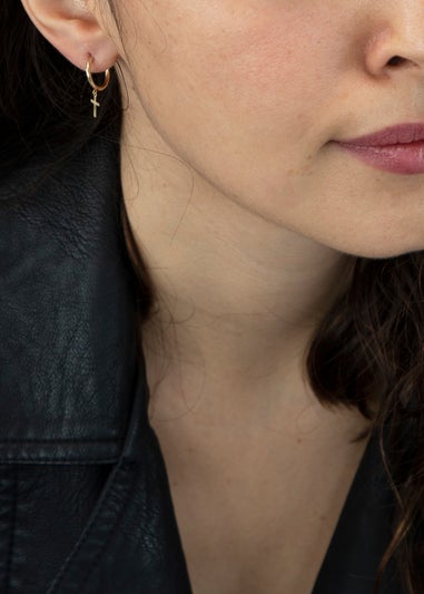 Golden Moments 9ct Yellow Gold 'Cross' Sleeper Hoops