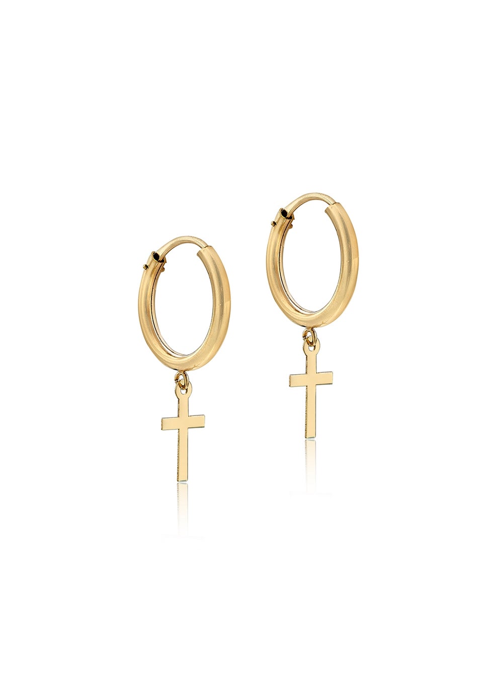Golden Moments 9ct Yellow Gold 'Cross' Sleeper Hoops