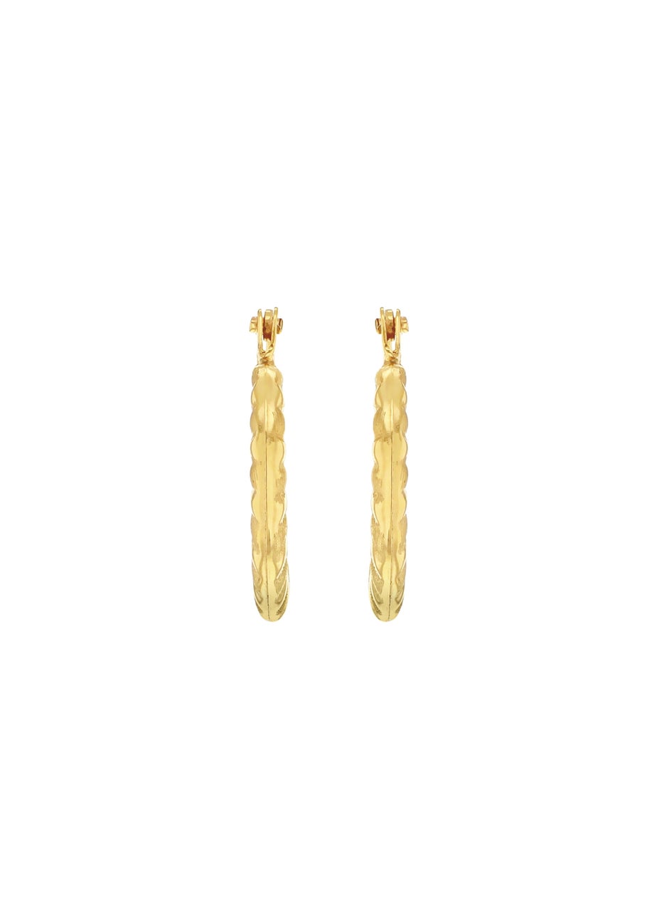 Golden Moments 9ct Yellow Gold Satin and Polished Mini Hoops
