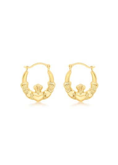 Golden Moments 9ct Yellow Gold Claddagh Hoops