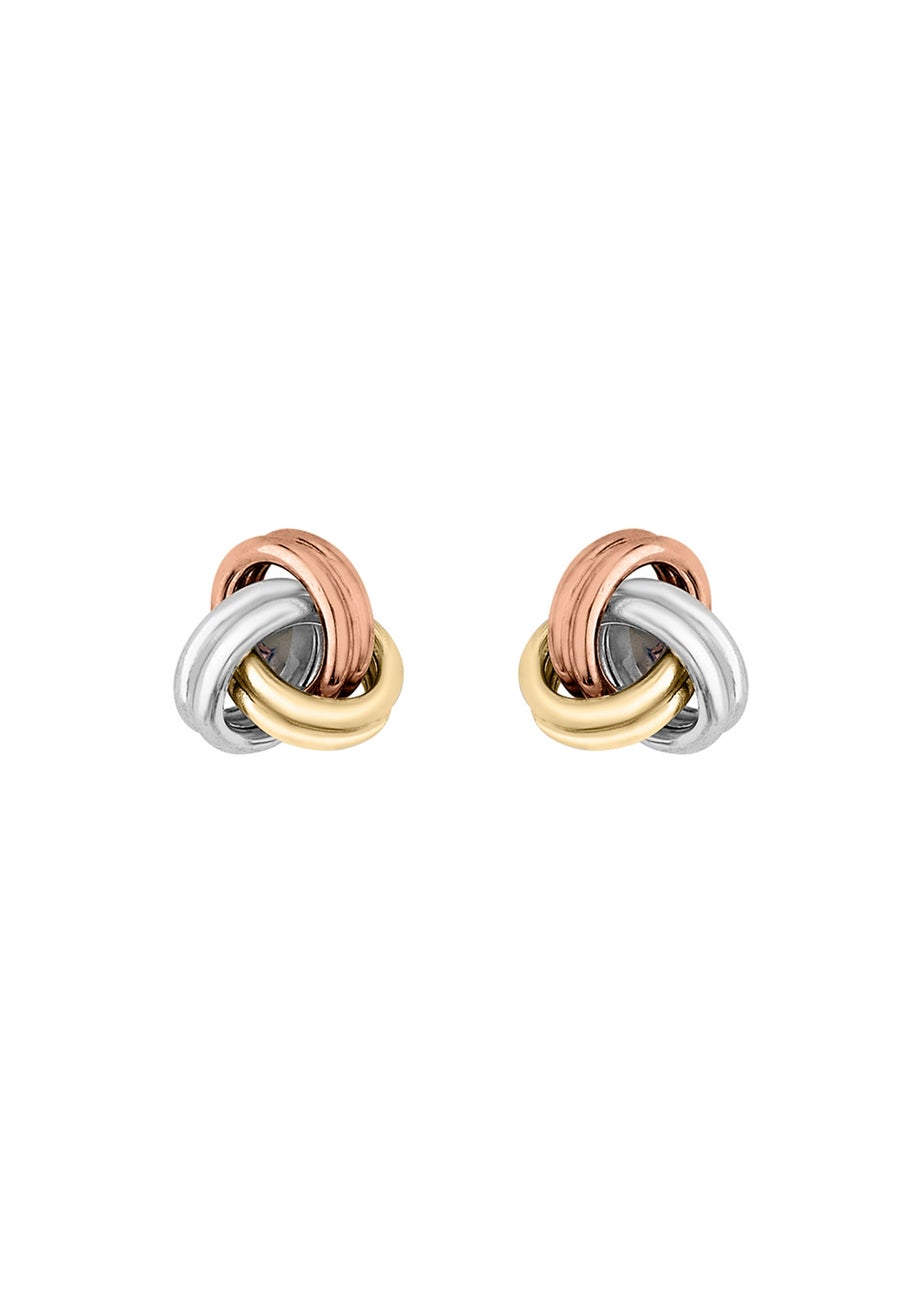 Golden Moments 9ct 3-Colour Gold Knot Studs