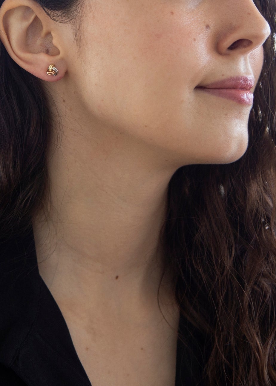 Golden Moments 9ct 3-Colour Gold Knot Studs