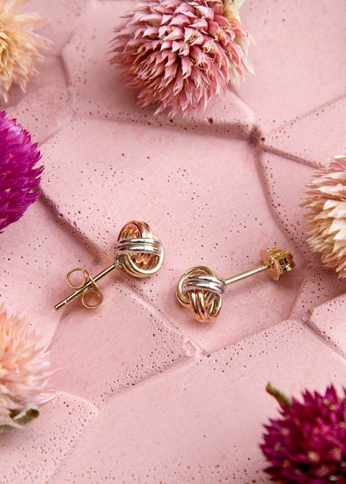 Golden Moments 9ct 3-Colour Gold Knot Studs