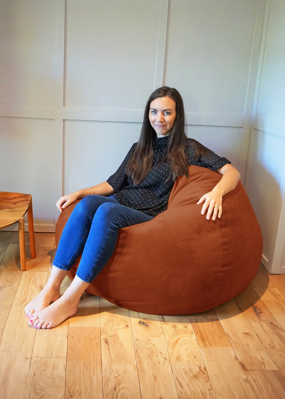 rucomfy Velvet Slouchbag Rust Beanbag