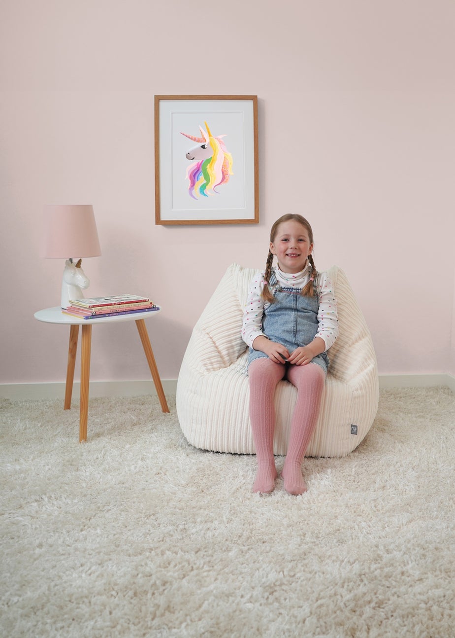 rucomfy Jumbo Cord Big Kids Snuggle Chair Ivory Beanbag