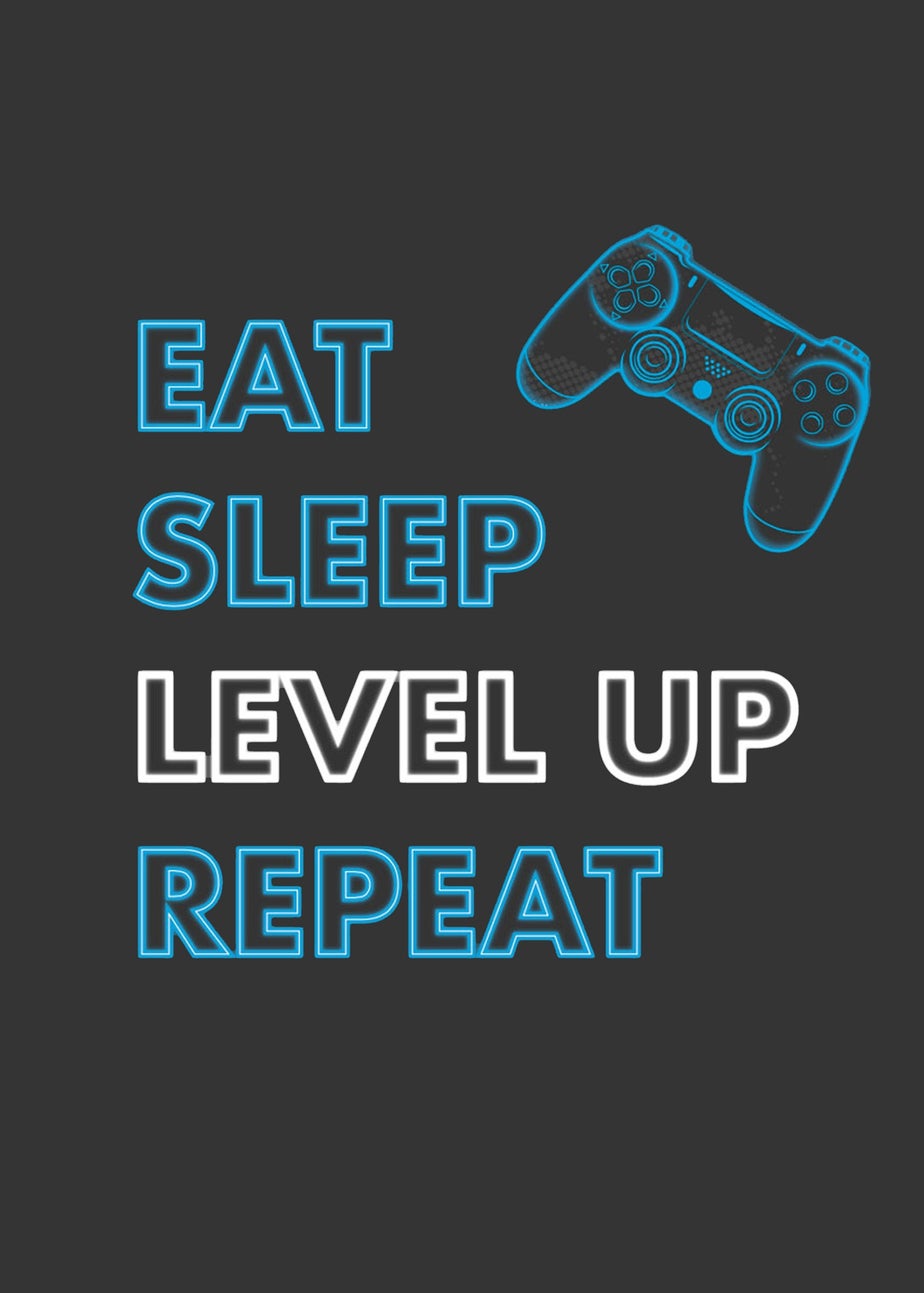 rucomfy Printed Eat Sleep Level Up Repeat Cushion