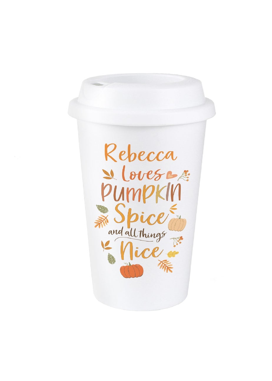 Personalised Memento Company White Pumpkin Spice Travel Mug