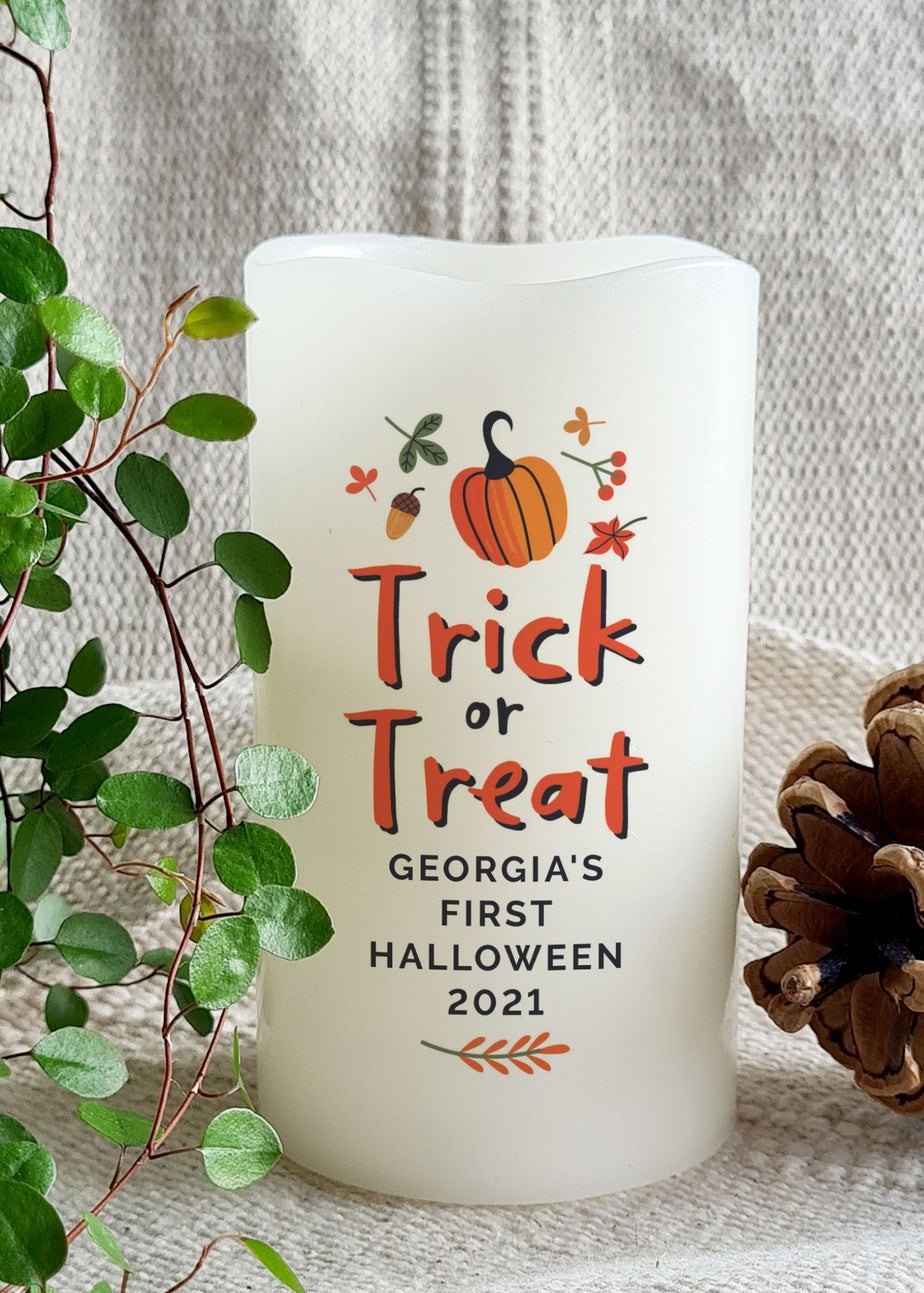Personalised Memento Company Beige Trick or Treat LED Candle