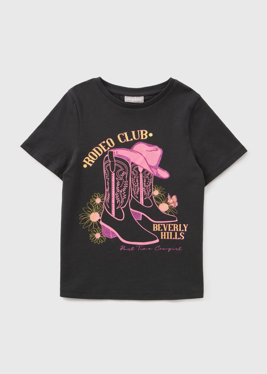 Girls Charcoal Rodeo Club T-Shirt (7-15yrs)